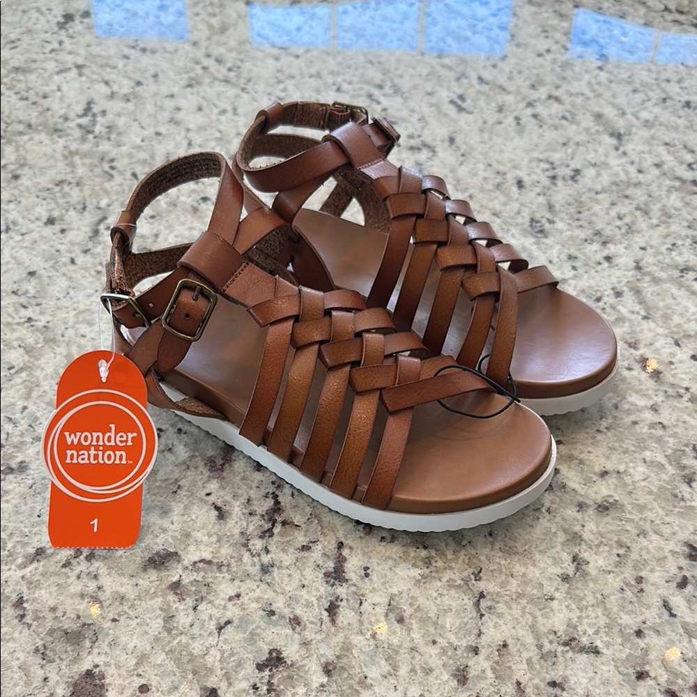 Girls Brown Strappy Sandals